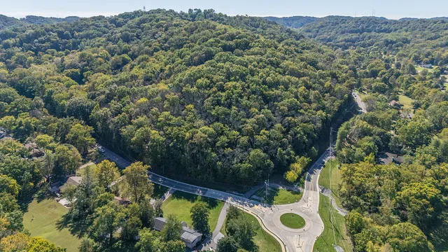 an aerial view of a house a yard