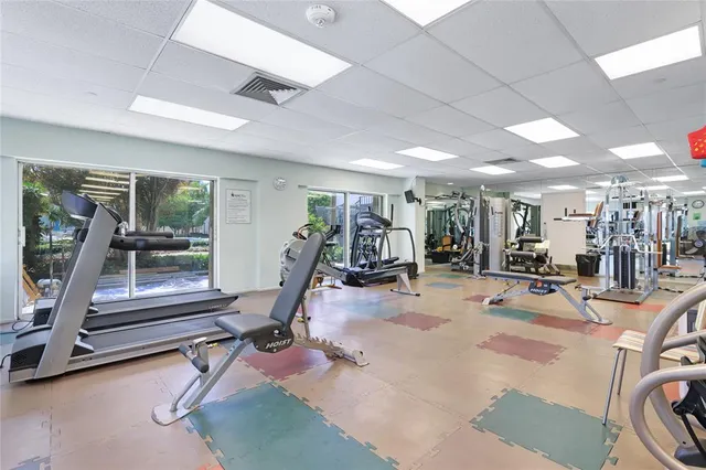 a view of a room with gym equipment