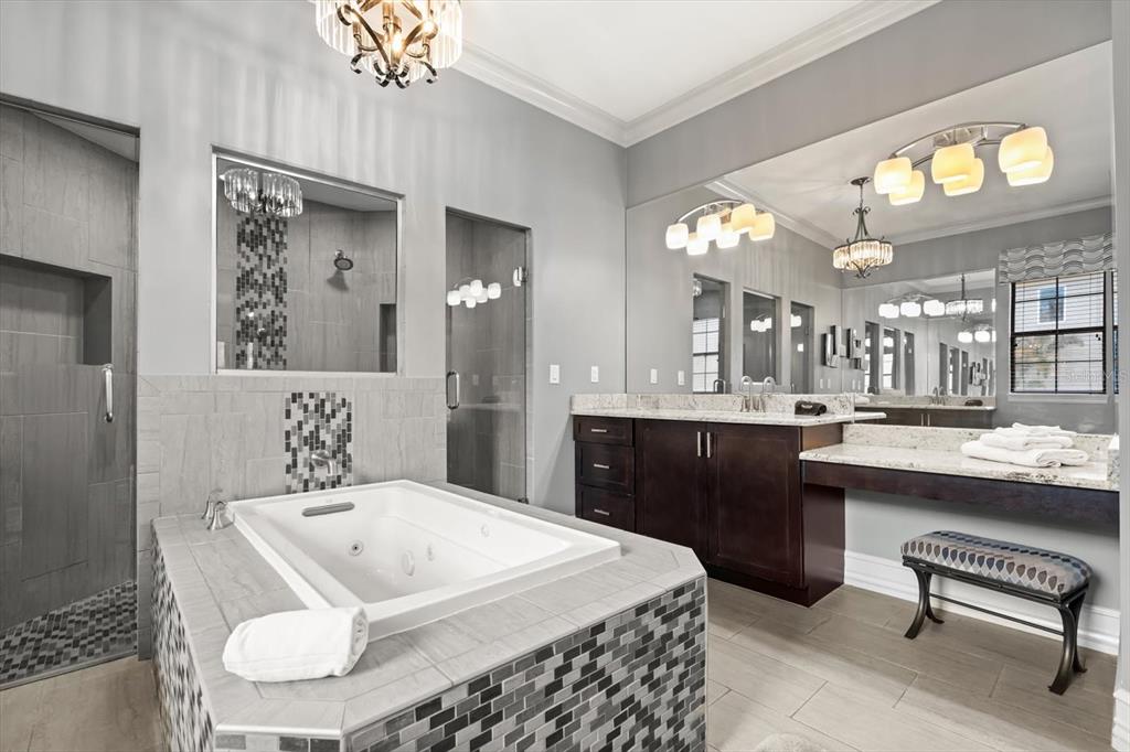 1105 Watson Court Reunion, FL 34747 - Photo 20 of 61 a spacious bathroom with a sink a mirror and a bathtub
