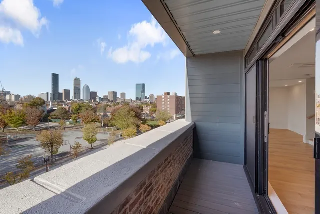a view of balcony with city view