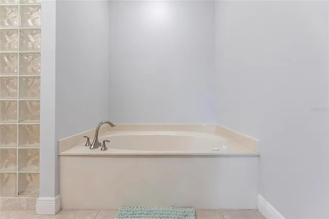 a bathroom with a bathtub
