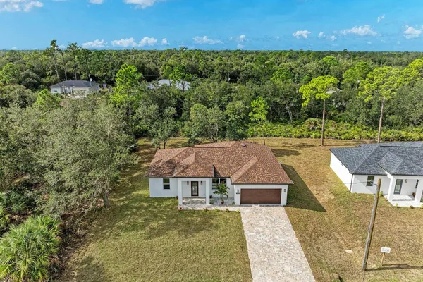 an aerial view of a house