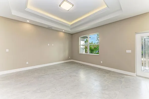 an empty room with windows