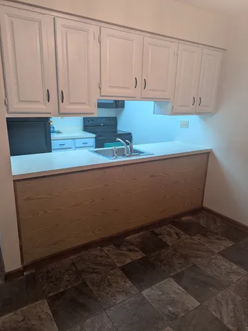 a room with cabinets
