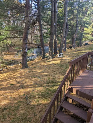 a balcony with trees