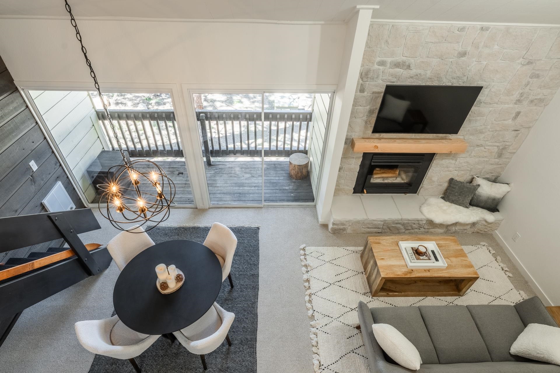 2289 Sierra Nevada Road, Unit F15 Mammoth Lakes, CA 93546 - Photo 27 of 44 a living room with furniture and a fireplace