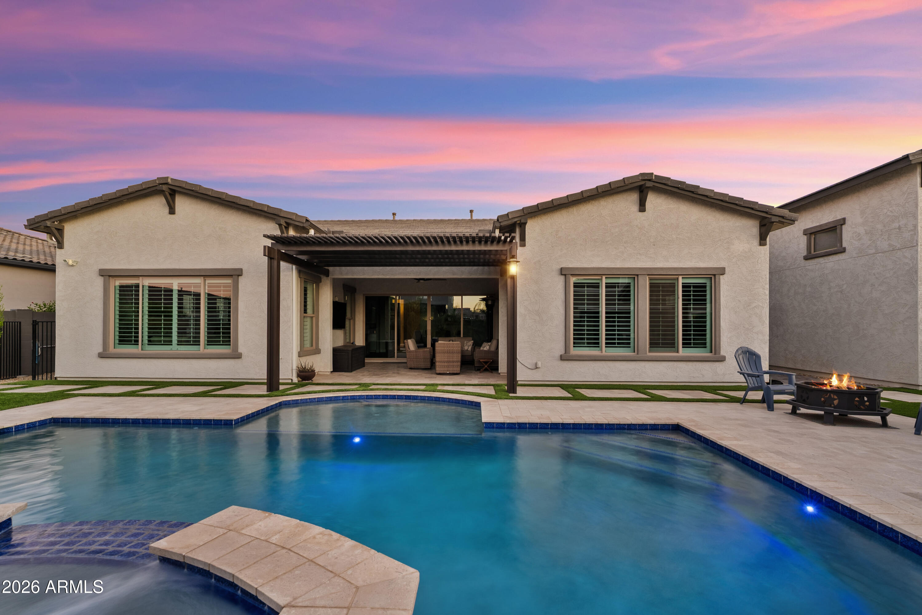 22820 East Camacho Road Queen Creek, AZ 85142 - Photo 54 of 58 Backyard at Dusk