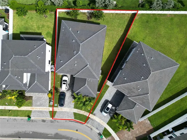 an aerial view of a house