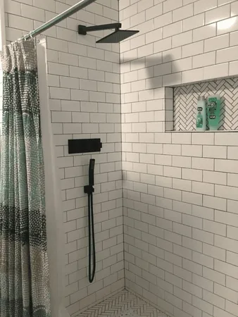 a bathroom with a shower