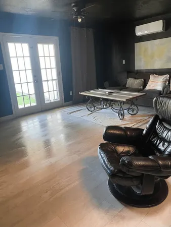 a living room with furniture