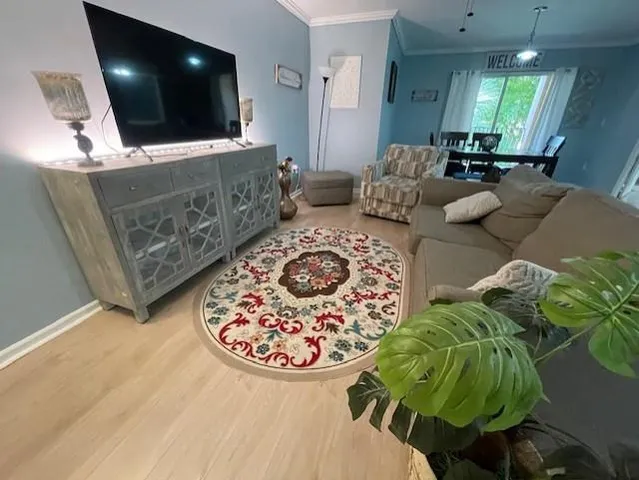 a living room with furniture and a flat screen tv