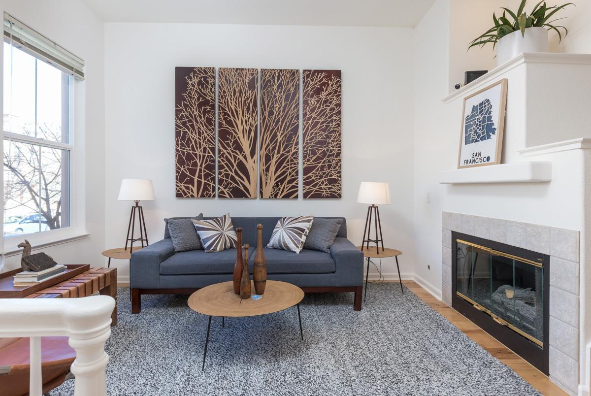 119 Pacchetti Way Mountain View, CA 94040 - Photo 4 of 23 a living room with furniture and a fireplace