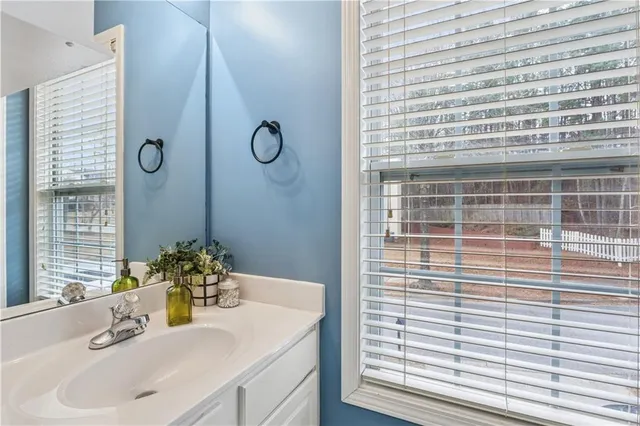 a bathroom with a sink a shower and a mirror