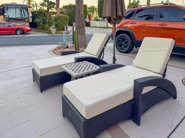 a view of outdoor space with seating area