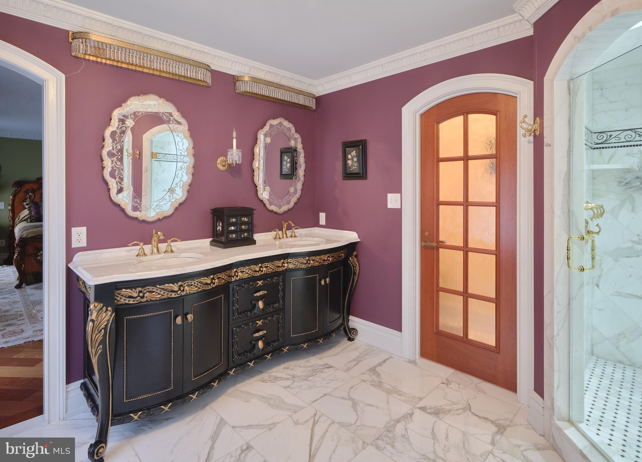 34 West Mechanic Street New Hope, PA 18938 - Photo 22 of 39 a bathroom with a granite countertop toilet a sink and a large mirror