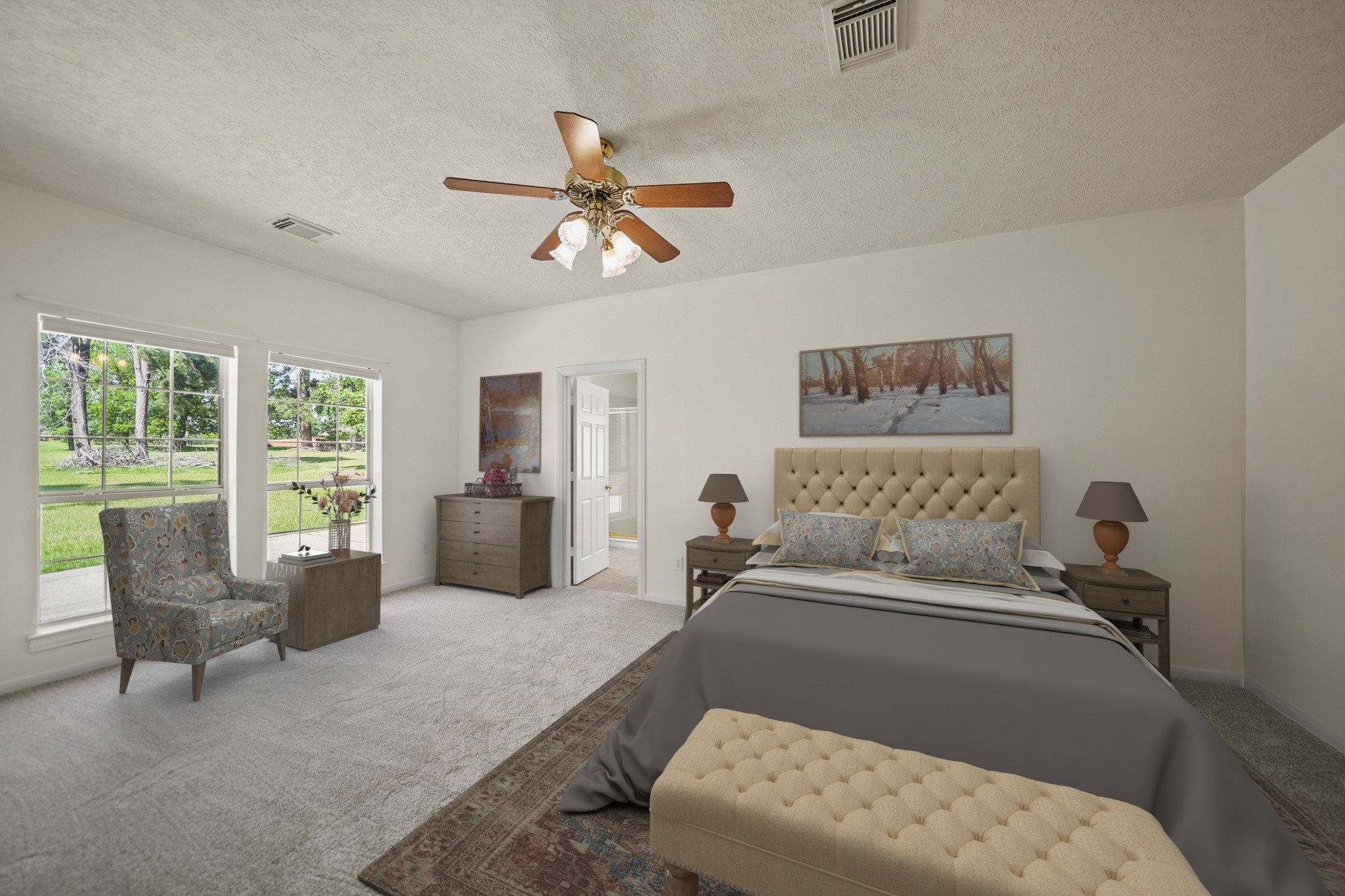 12690 Longmire Way Conroe, TX 77304 - Photo 21 of 50 a bedroom with a bed and glass window