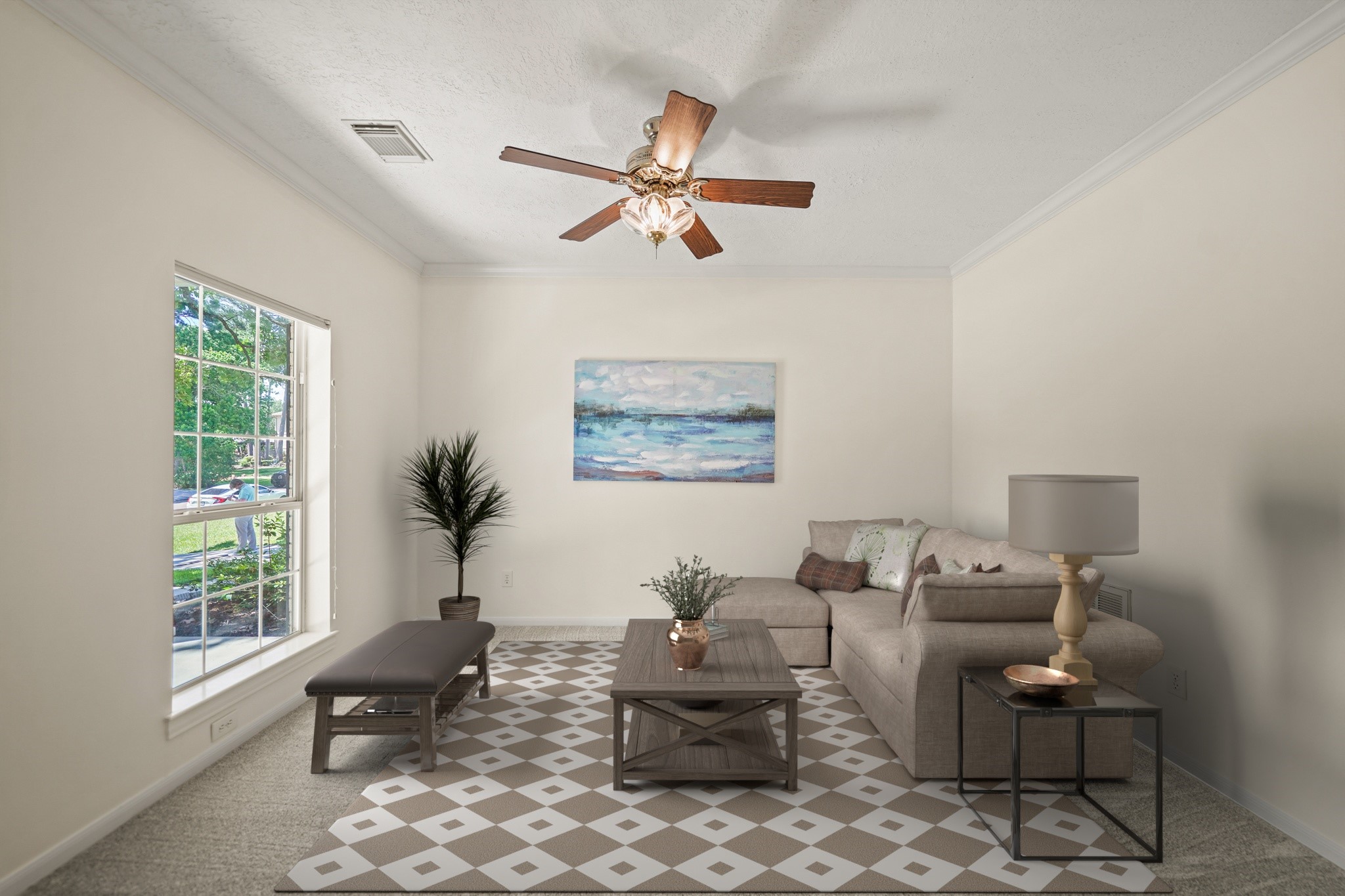 12690 Longmire Way Conroe, TX 77304 - Photo 4 of 50 Just to the left of the foyer and accessible through an arched opening is a formal living area. This space could also easily be used as a home office/study. This photo has been virtually staged.