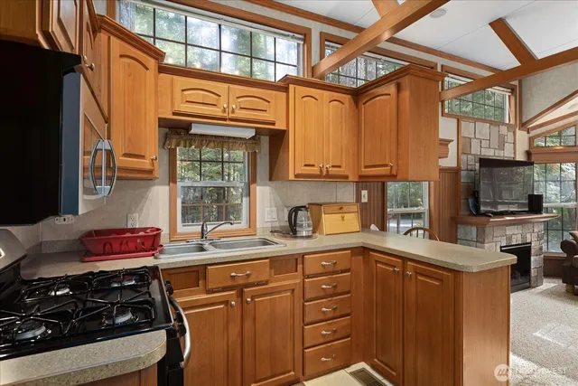 a kitchen with stainless steel appliances granite countertop a stove and a sink