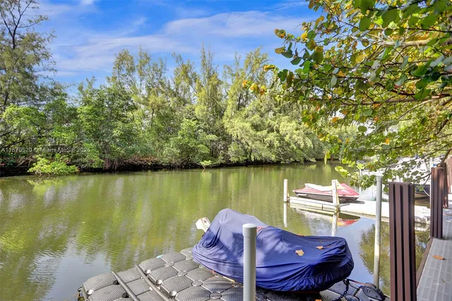 a view of a lake with outside area