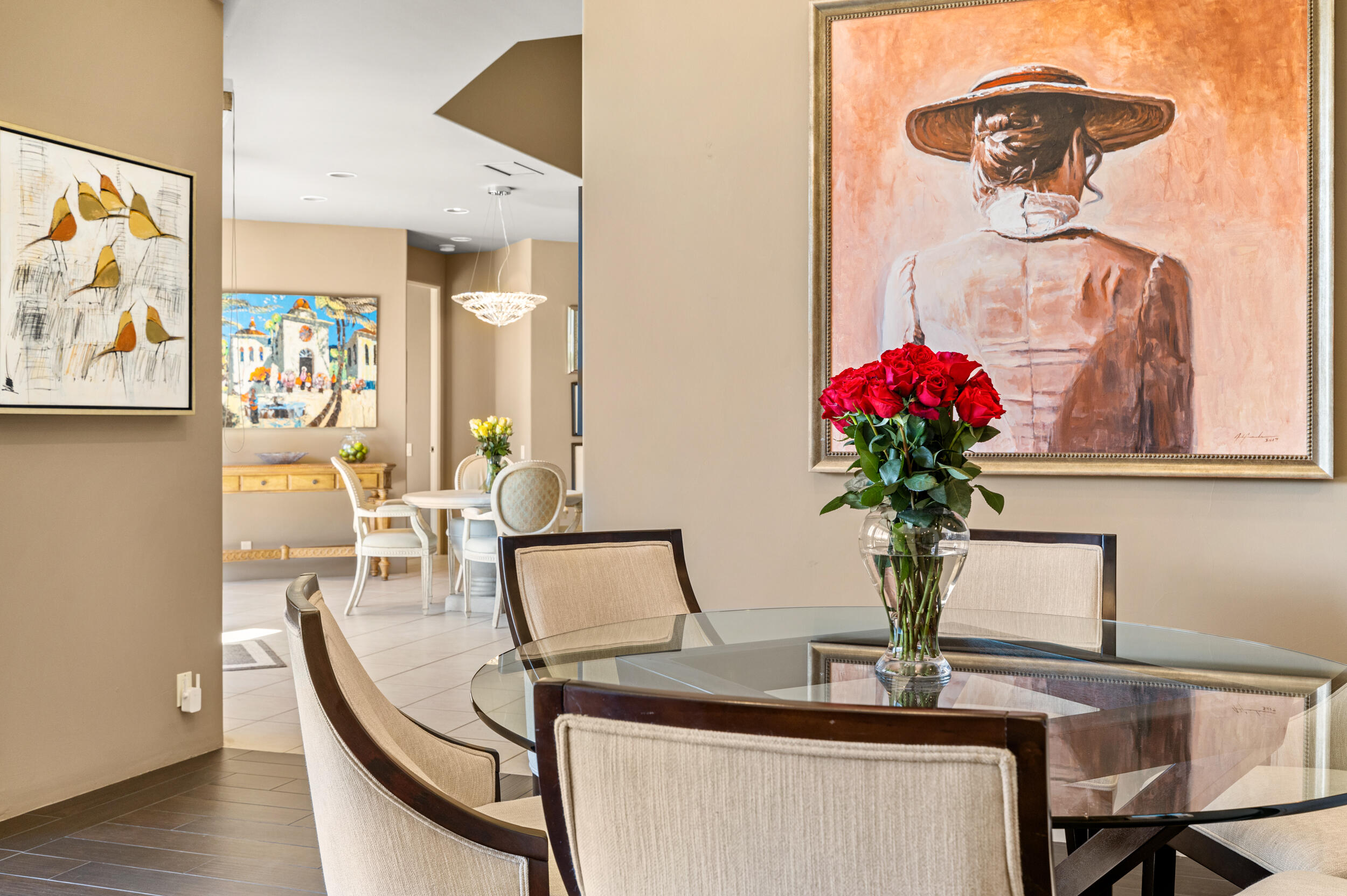 50445 Mountain Shadows Road La Quinta, CA 92253 - Photo 13 of 33 a dining room with furniture and wooden floor