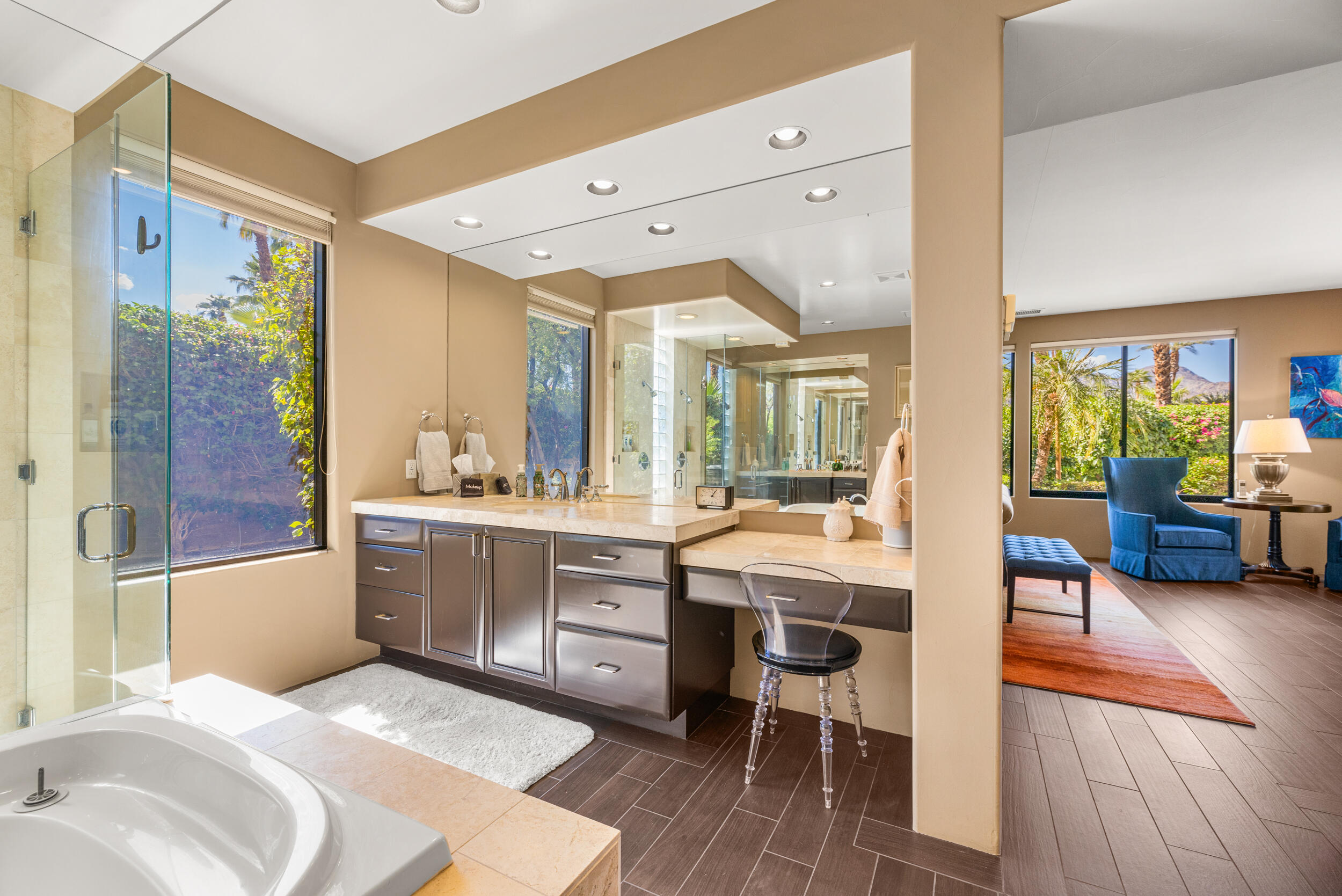 50445 Mountain Shadows Road La Quinta, CA 92253 - Photo 24 of 33 a large white kitchen with a large window