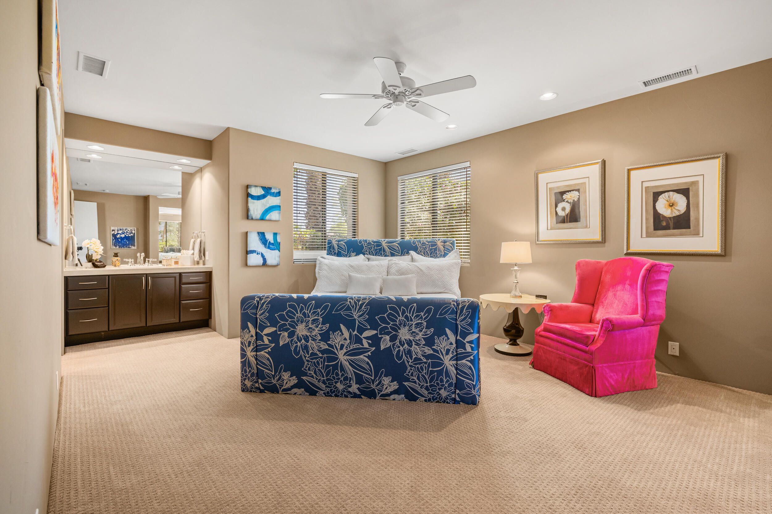 50445 Mountain Shadows Road La Quinta, CA 92253 - Photo 29 of 33 a living room with furniture and a chandelier