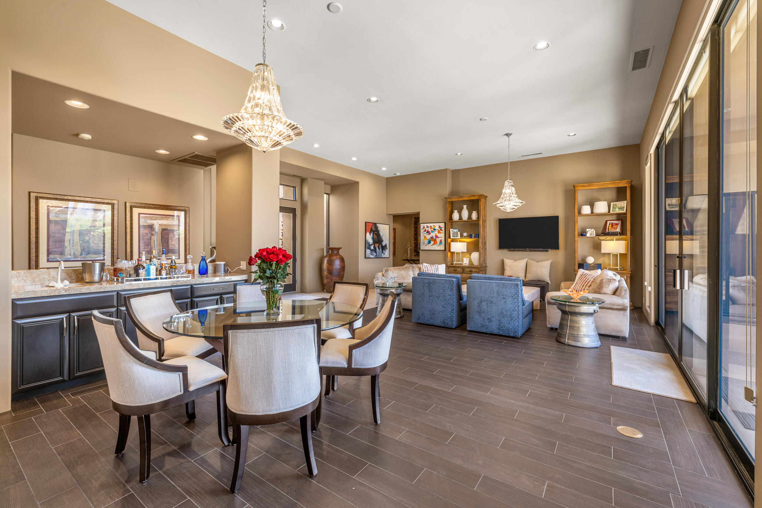 50445 Mountain Shadows Road La Quinta, CA 92253 - Photo 8 of 33 a view of a dining room with furniture window and outside view