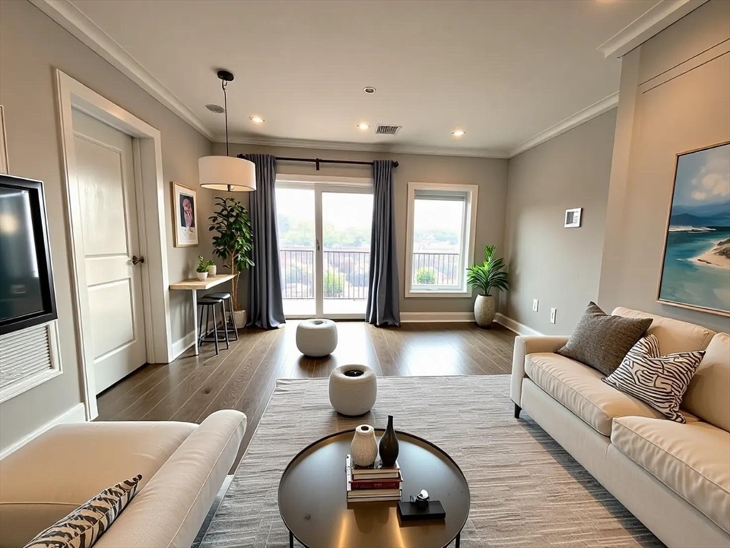 214 Market Street, Unit 405 Boston, MA 02135 - Photo 1 of 22 a living room with furniture and a large window