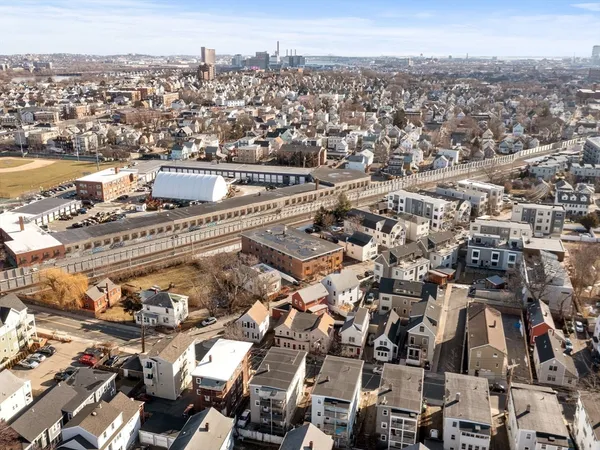an aerial view of a city