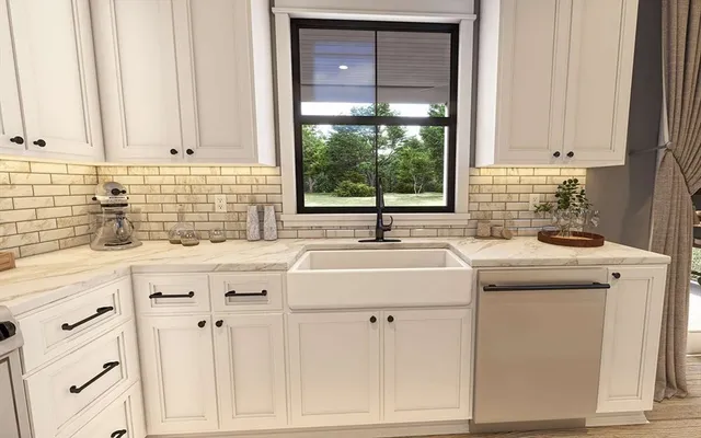 a view of a kitchen sink and window