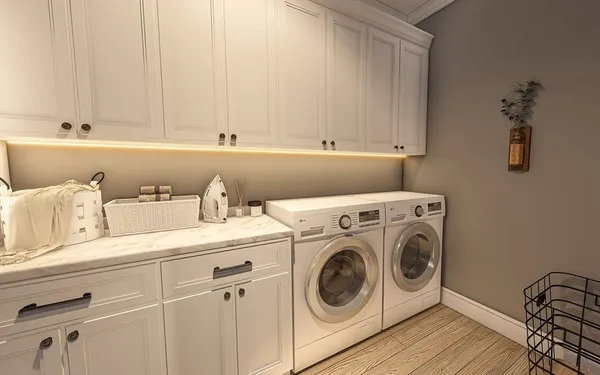 a utility room with dryer and washer