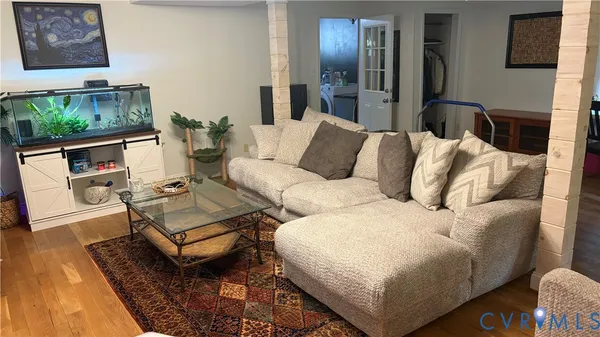 a living room with furniture