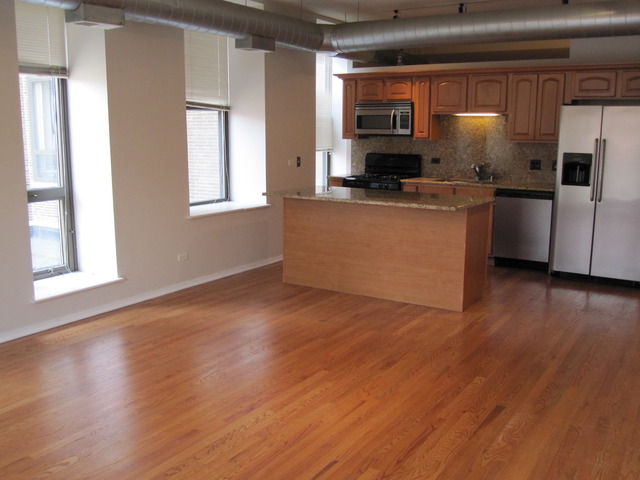 811 South Lytle Street, Unit 212 Chicago, IL 60607 - Photo 6 of 14 a kitchen with stainless steel appliances a refrigerator sink and microwave