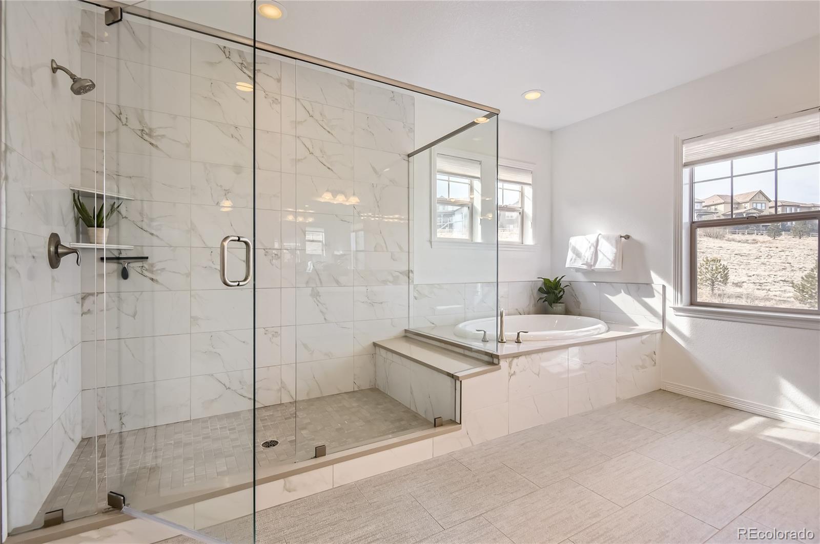 10610 Greycliffe Drive Highlands Ranch, CO 80126 - Photo 28 of 49 a bathroom with a bathtub and a shower