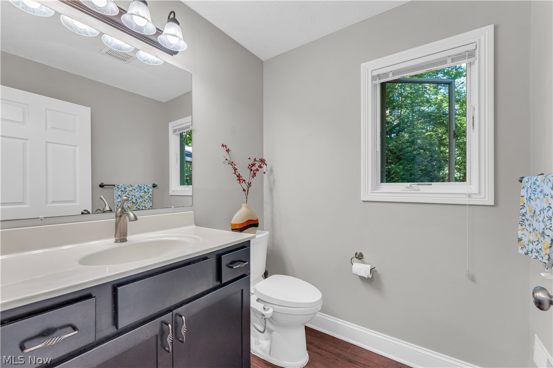 6821 Thornapple Road Gates Mills, OH 44040 - Photo 29 of 42 Bathroom featuring a single vanity with dark cabinetry, an integrated sink, and a brushed nickel faucet
