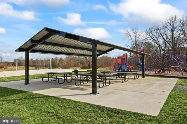 a view of a park with slide