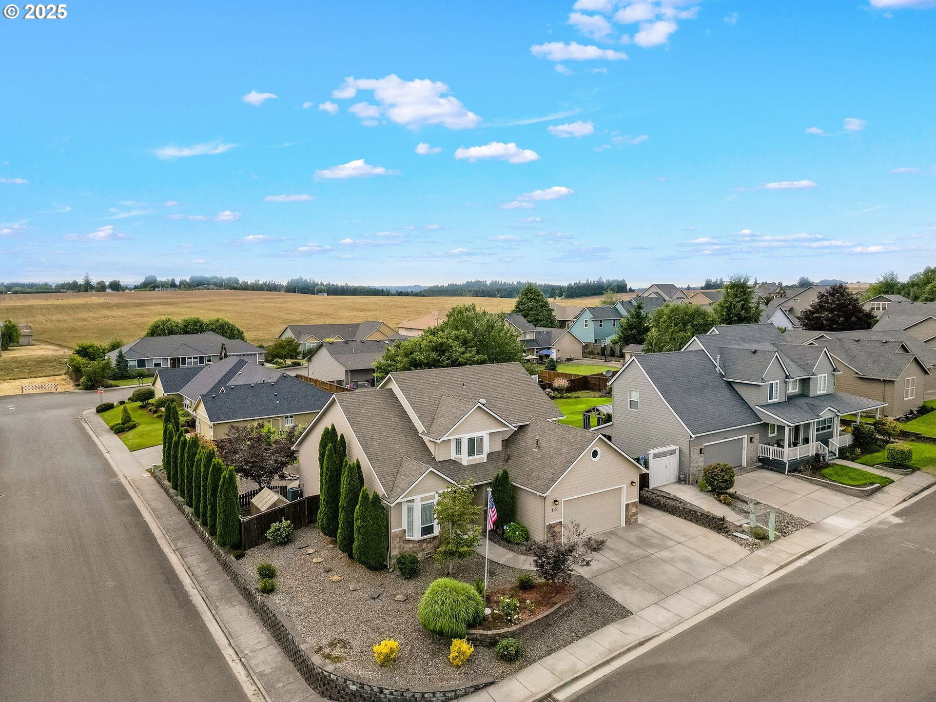 an aerial view of multiple house