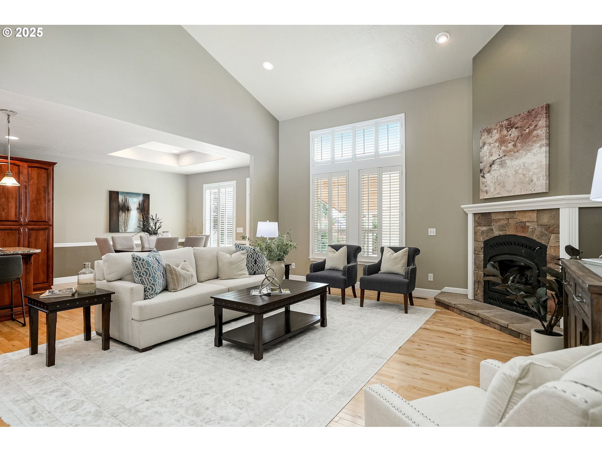 413 Northwest Harold Street Sublimity, OR 97385 - Photo 11 of 48 a living room with furniture and a fireplace