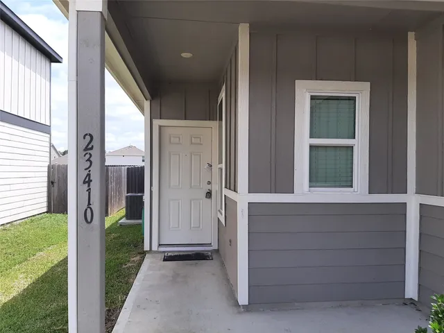 a view of a balcony from door