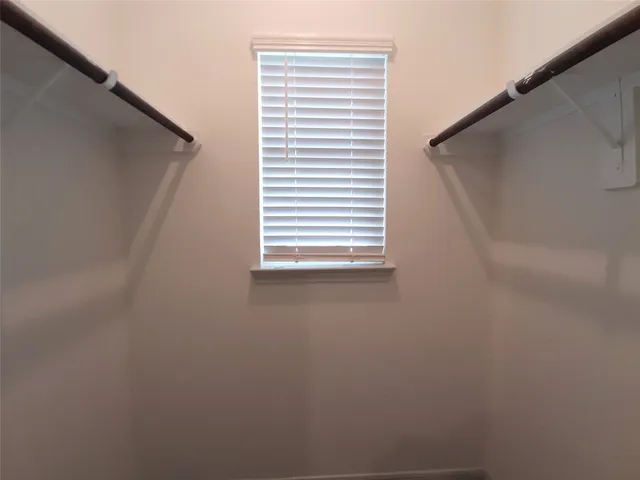 a view of a small space with a window