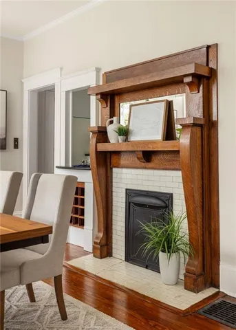 a living room with furniture windows and a rug
