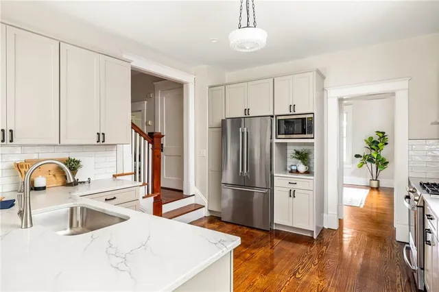 a view of a bathtub in a room