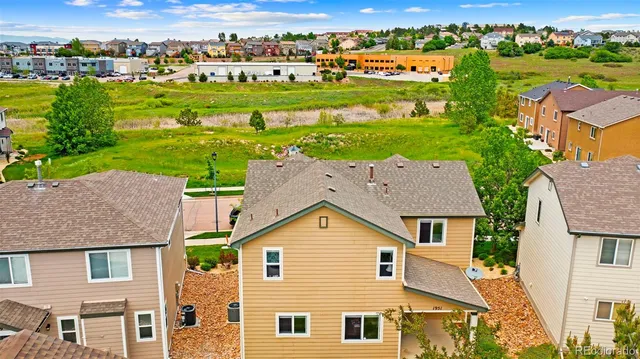 an aerial view of a house
