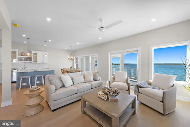a kitchen with lots of counter top space and dining table