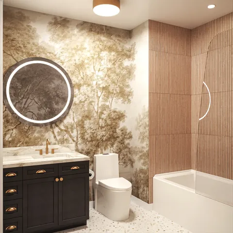 a bedroom with a bed and a chair