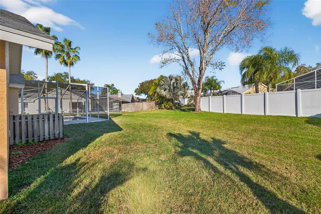 a view of a backyard with a garden and plants