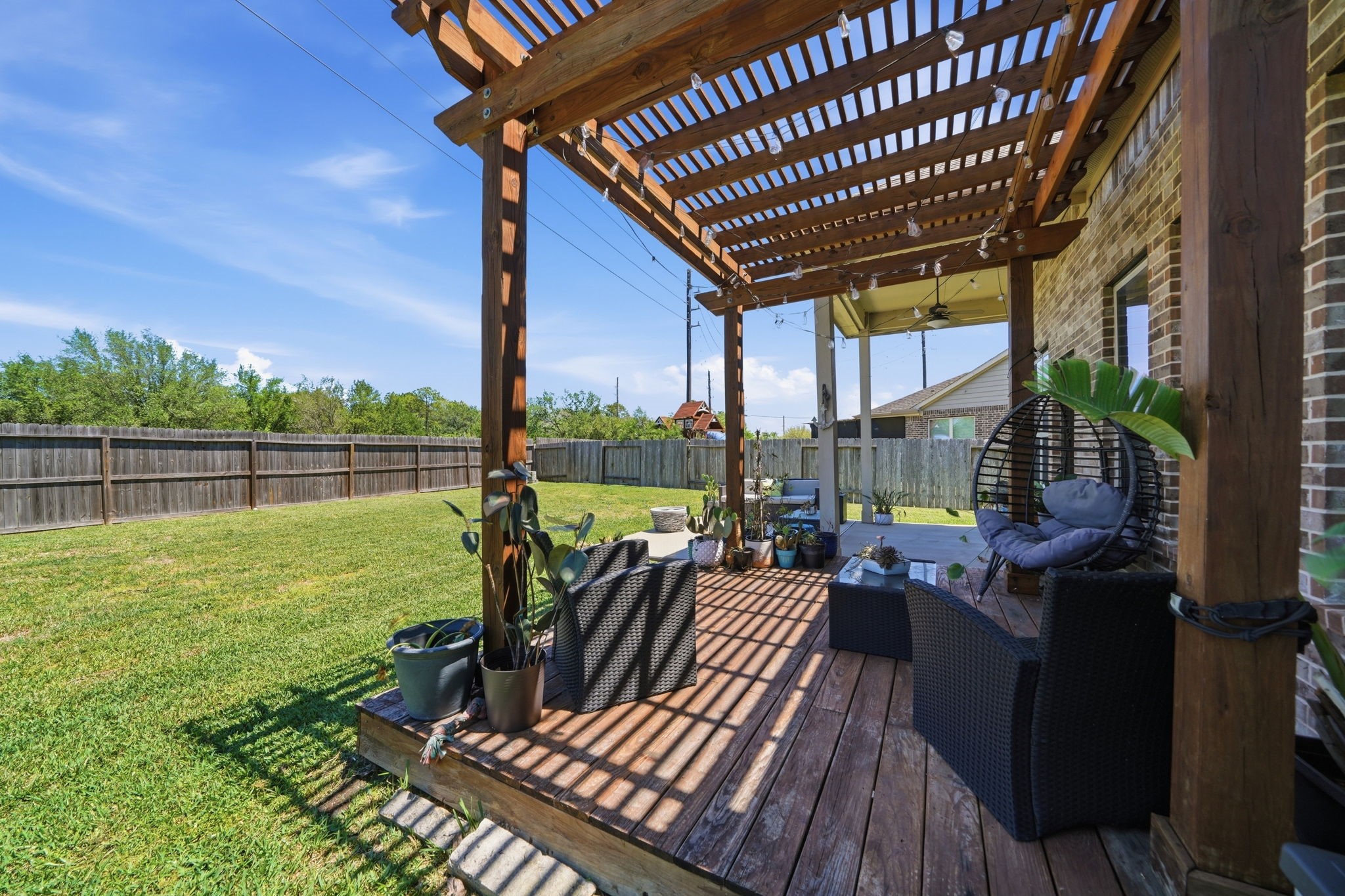 13207 Alcott Forest Lane Rosharon, TX 77583 - Photo 31 of 44 The pergola offers a tranquil place to enjoy your back yard.