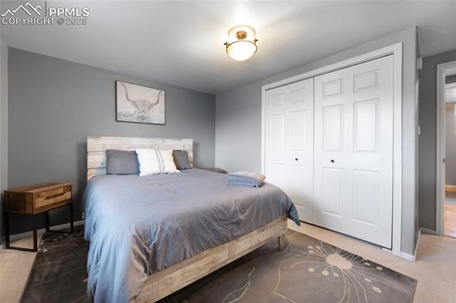 608 Slater Creek Road Guffey, CO 80820 - Photo 39 of 47 Carpeted bedroom featuring baseboards and a closet