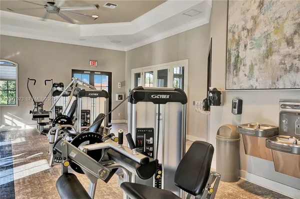 a view of a room with gym equipment