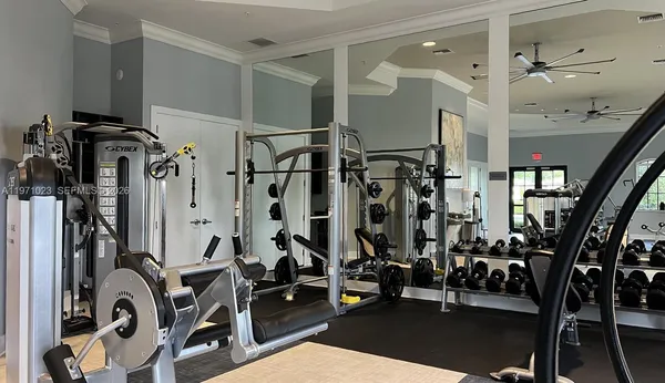 a view of a room with gym equipment